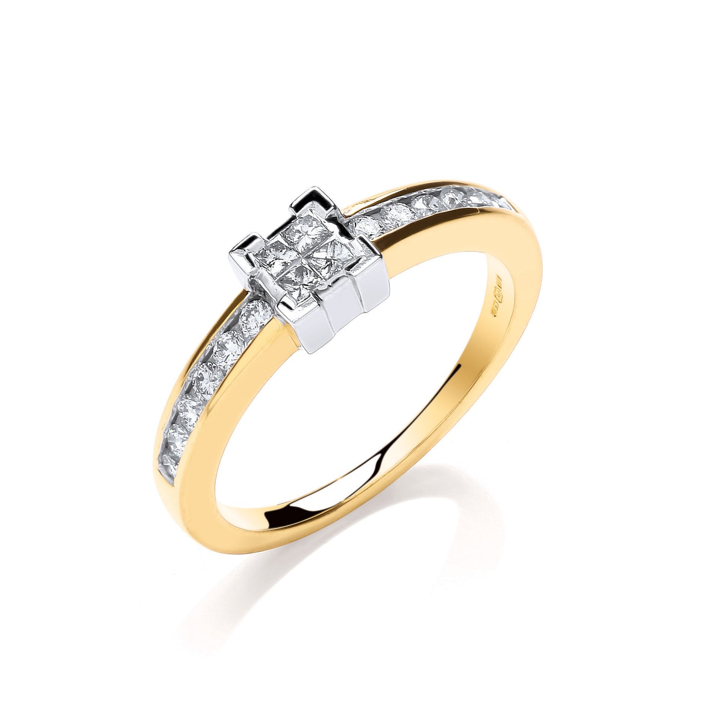 9ct Y/G 0.33ct Princess Cut Centre Diamond Ring