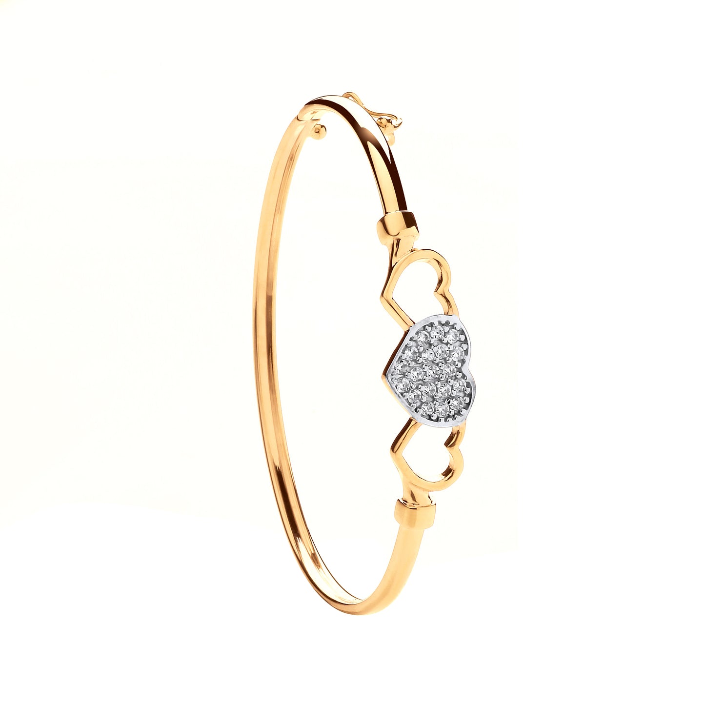 Y/G Three Hearts, Cz Baby Bangle
