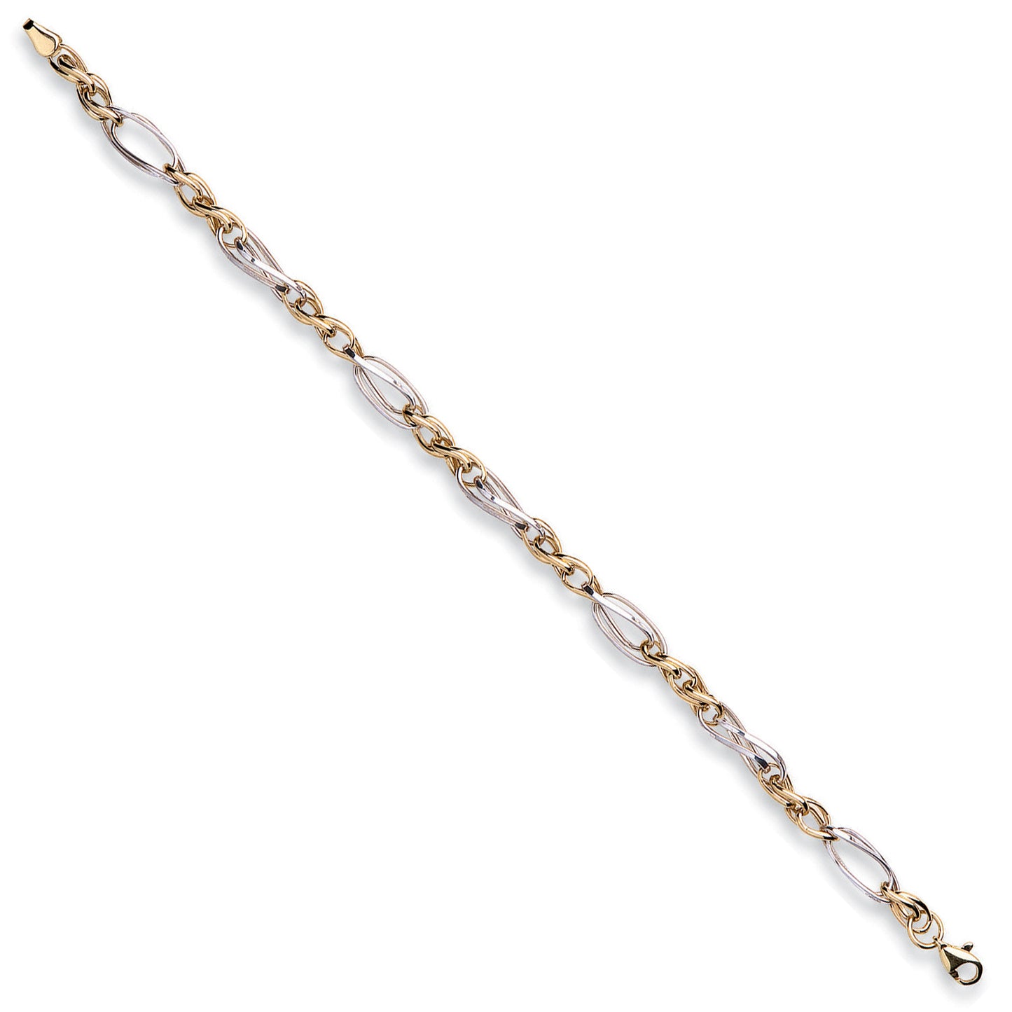 W & Y/G Fancy Oval Linked Bracelet