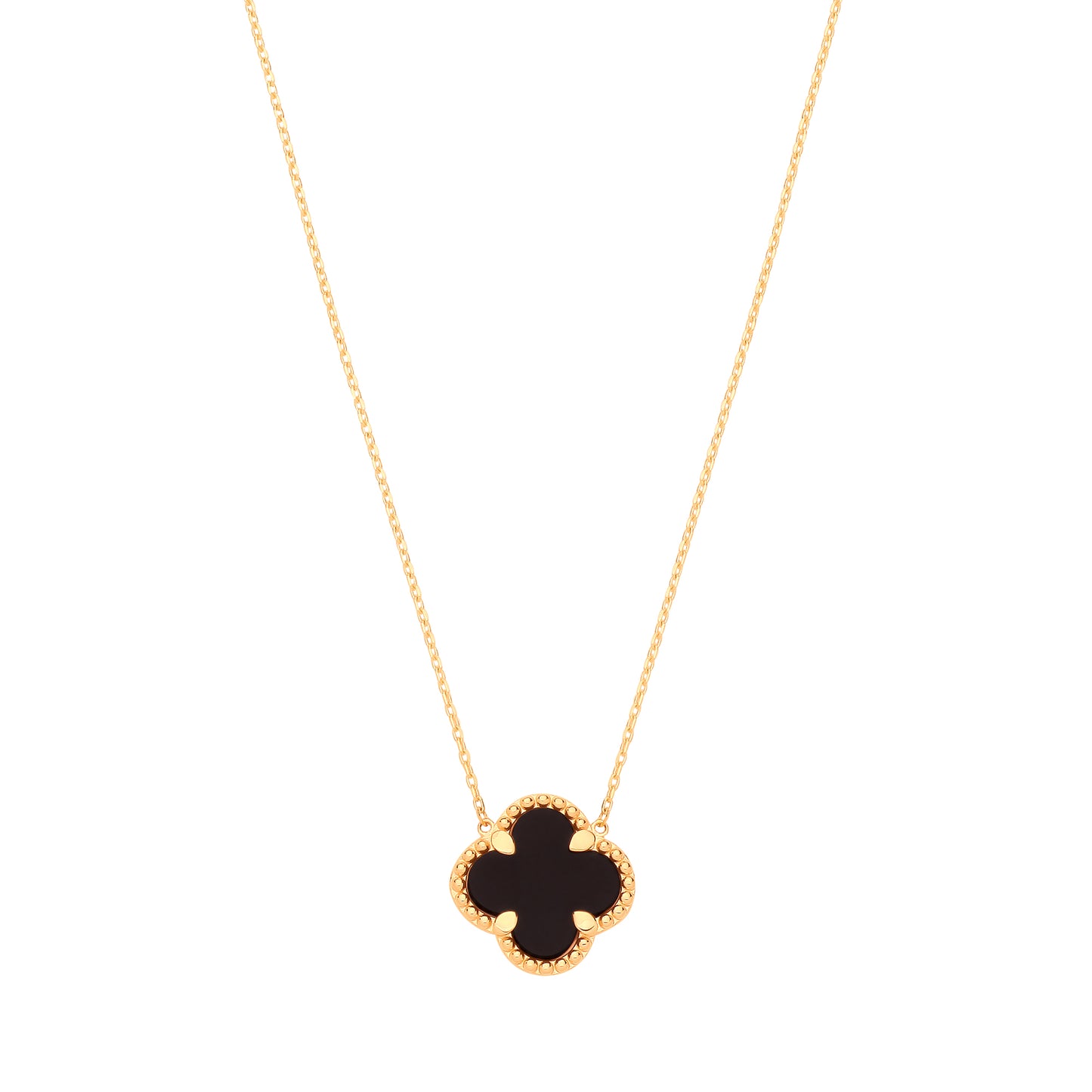 Y/G ONYX Four Leaf Clover Necklace