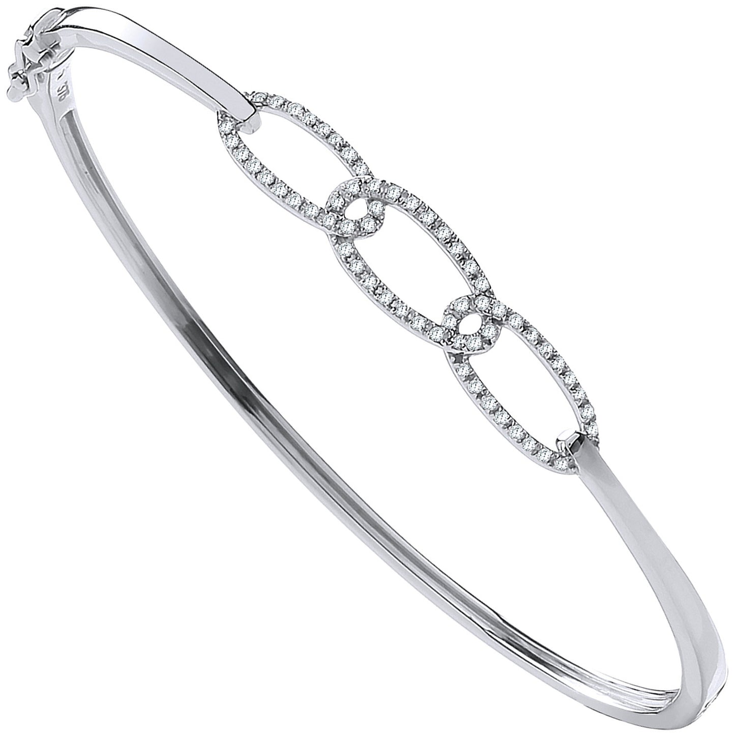 9ct White Gold 0.20ctw Chain Link Diamond Bangle