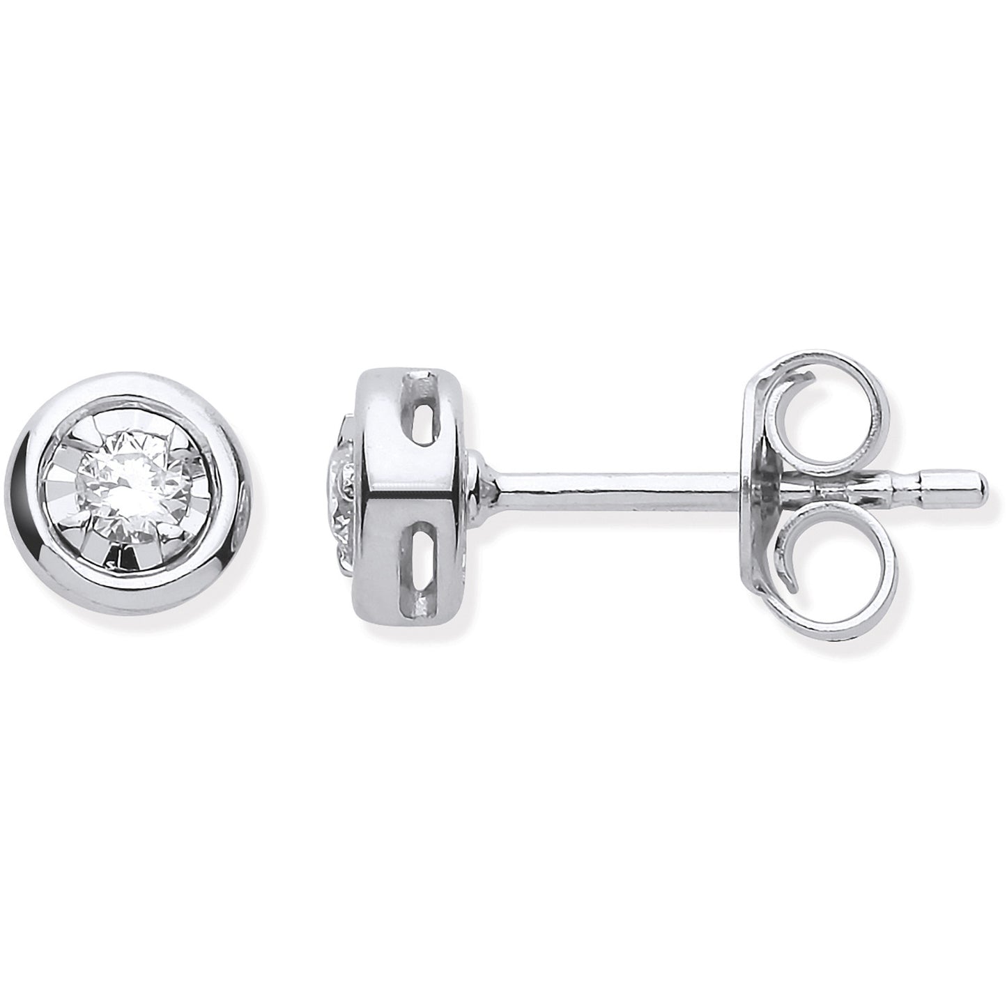 9ct WG Rub-Over Illusion Set 0.10ctw Diamond Studs