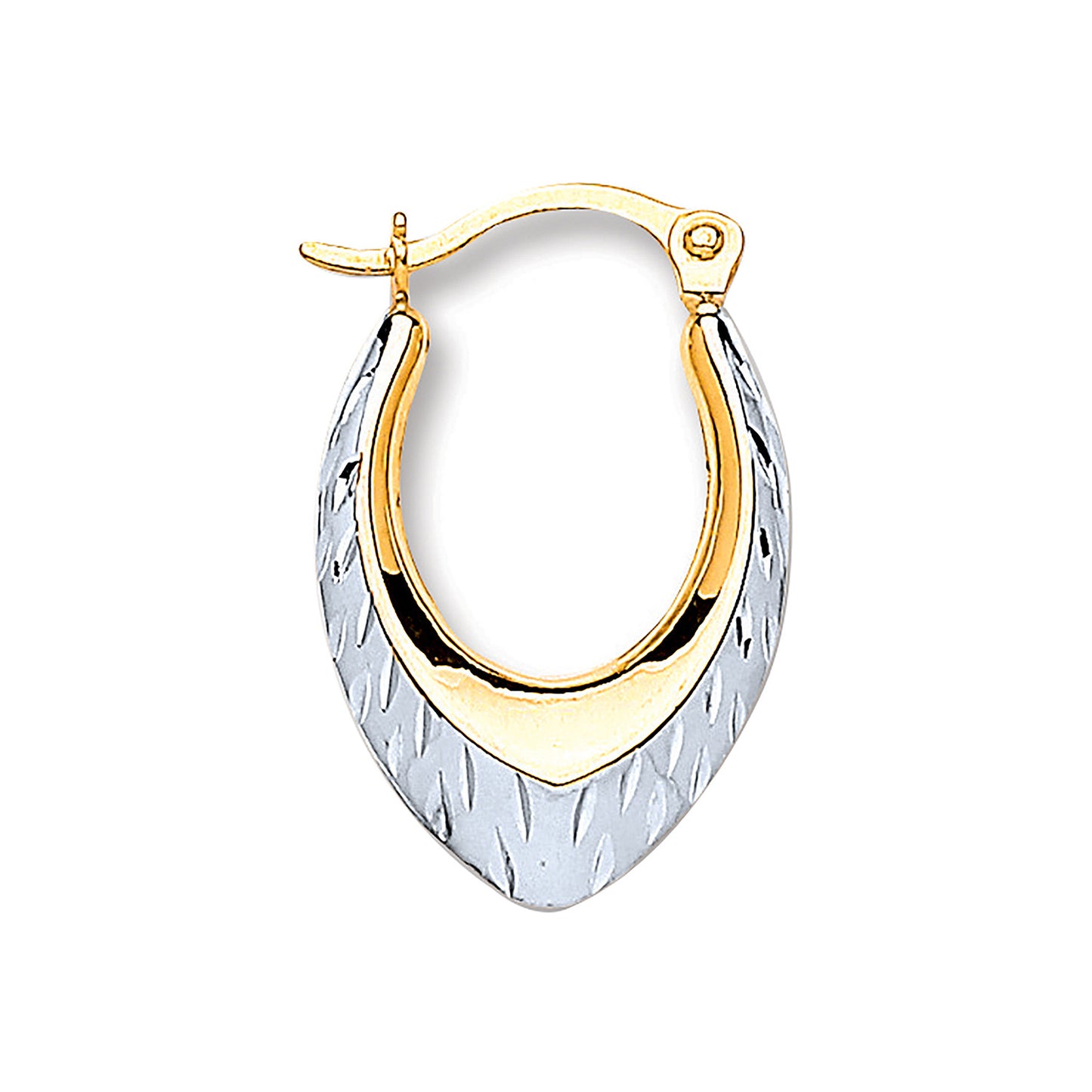 W & Y/G Oval Ribbed Hoop Earrings