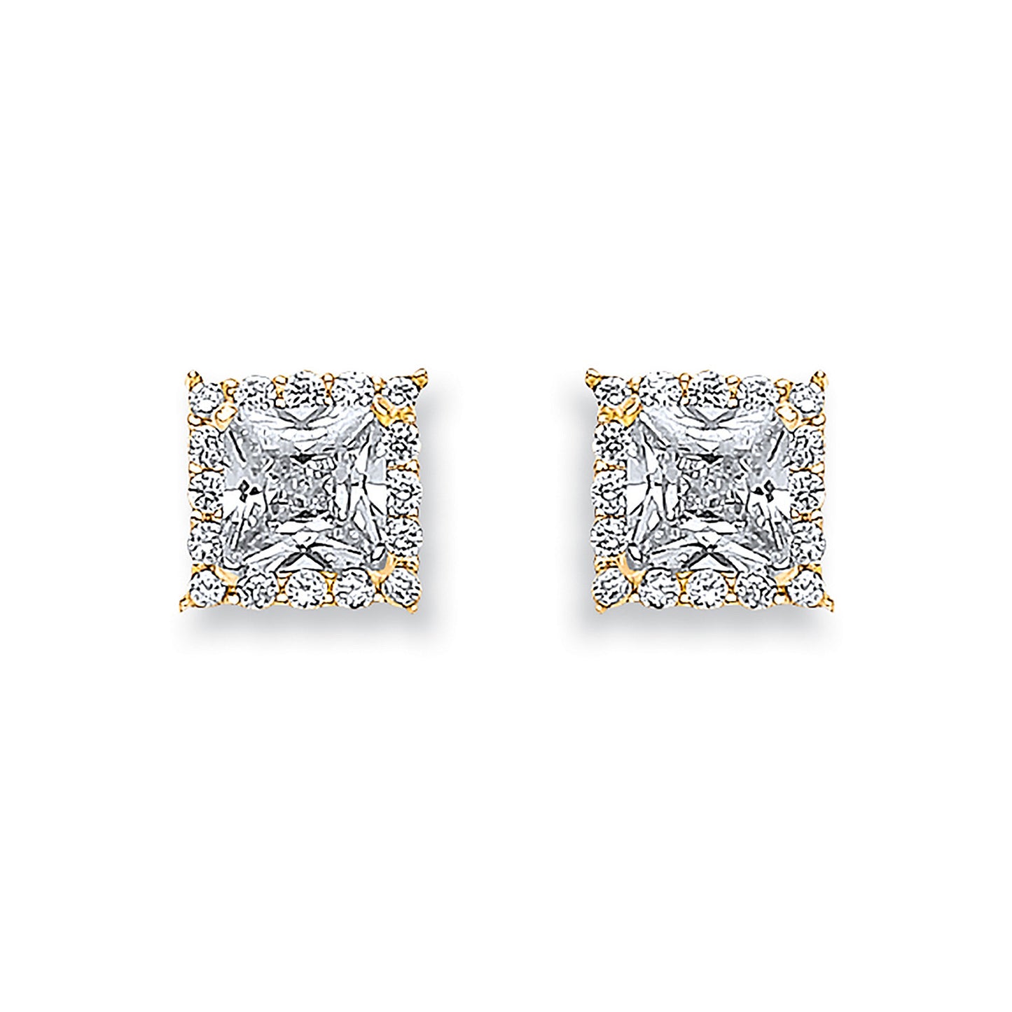 Y/G Princess Cut Cz Centre Stud