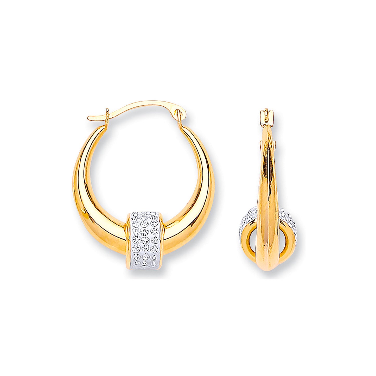 Y/G 18mm Hoop & Crystal Ball Earrings