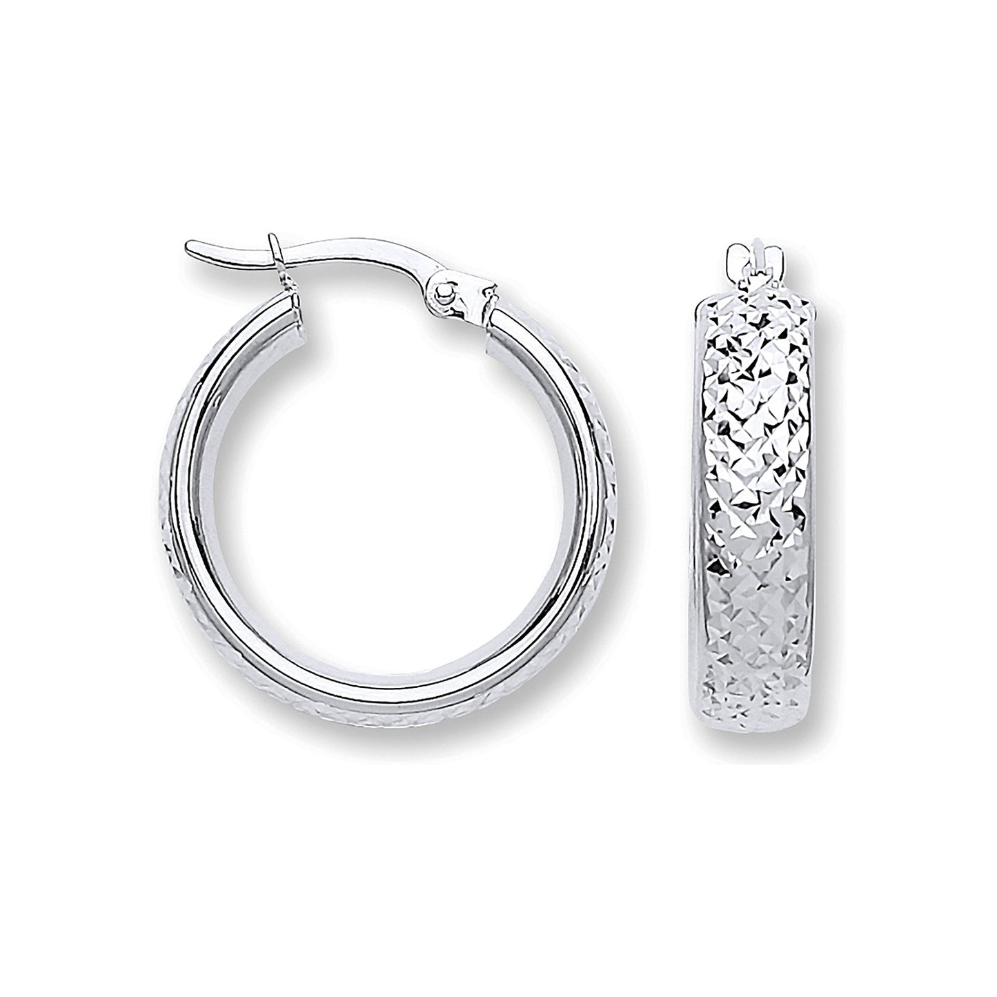 W/G 20mm Tyre Tread Design D Shape Earrings