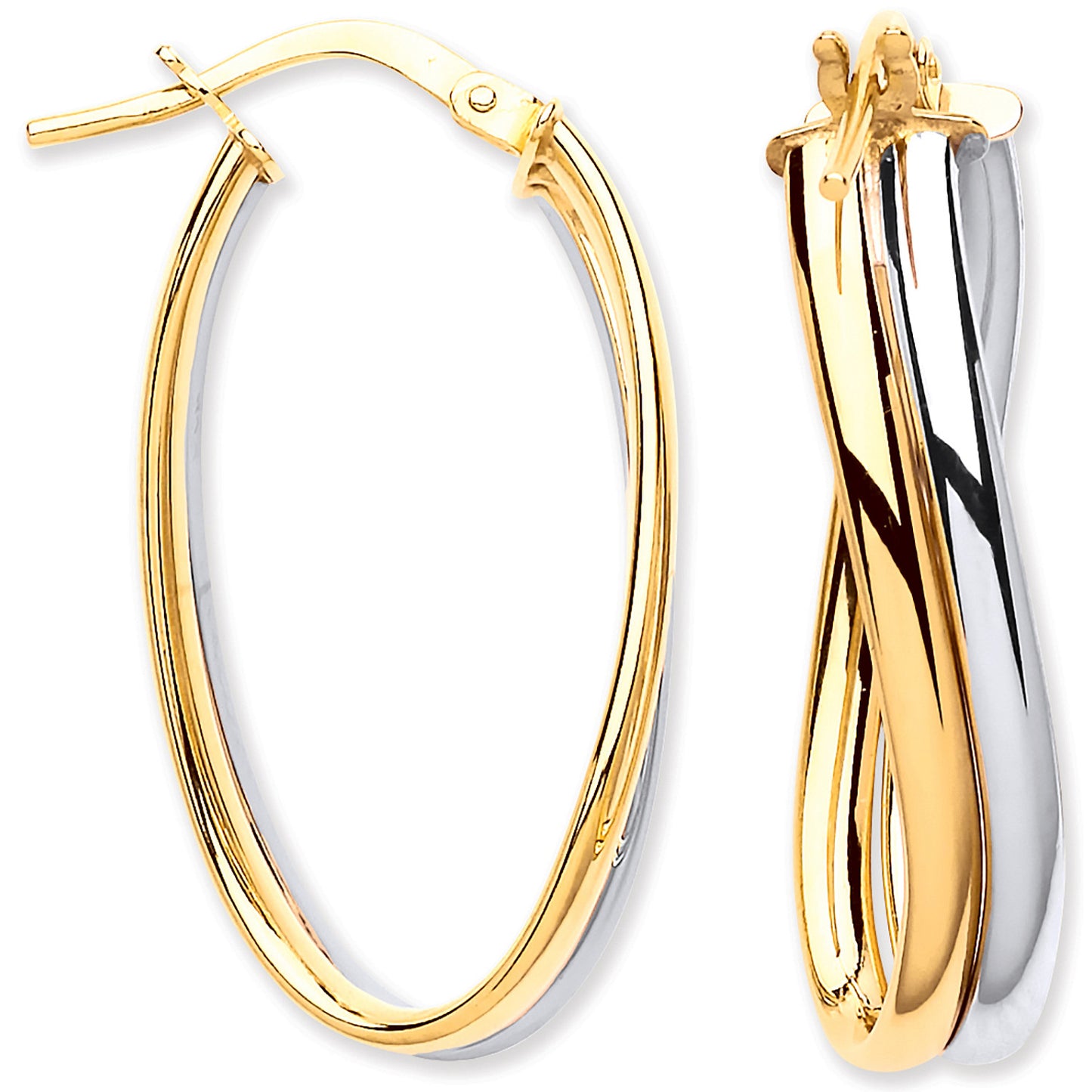 W & Y/G Wavy Flat HollowTube Earrings