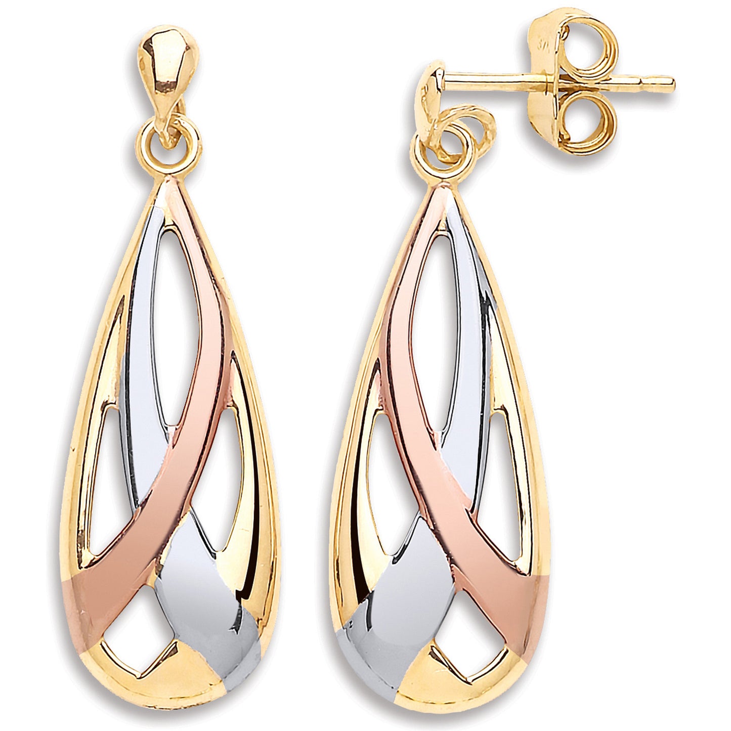 Y W & R/G Teardrop Earrings