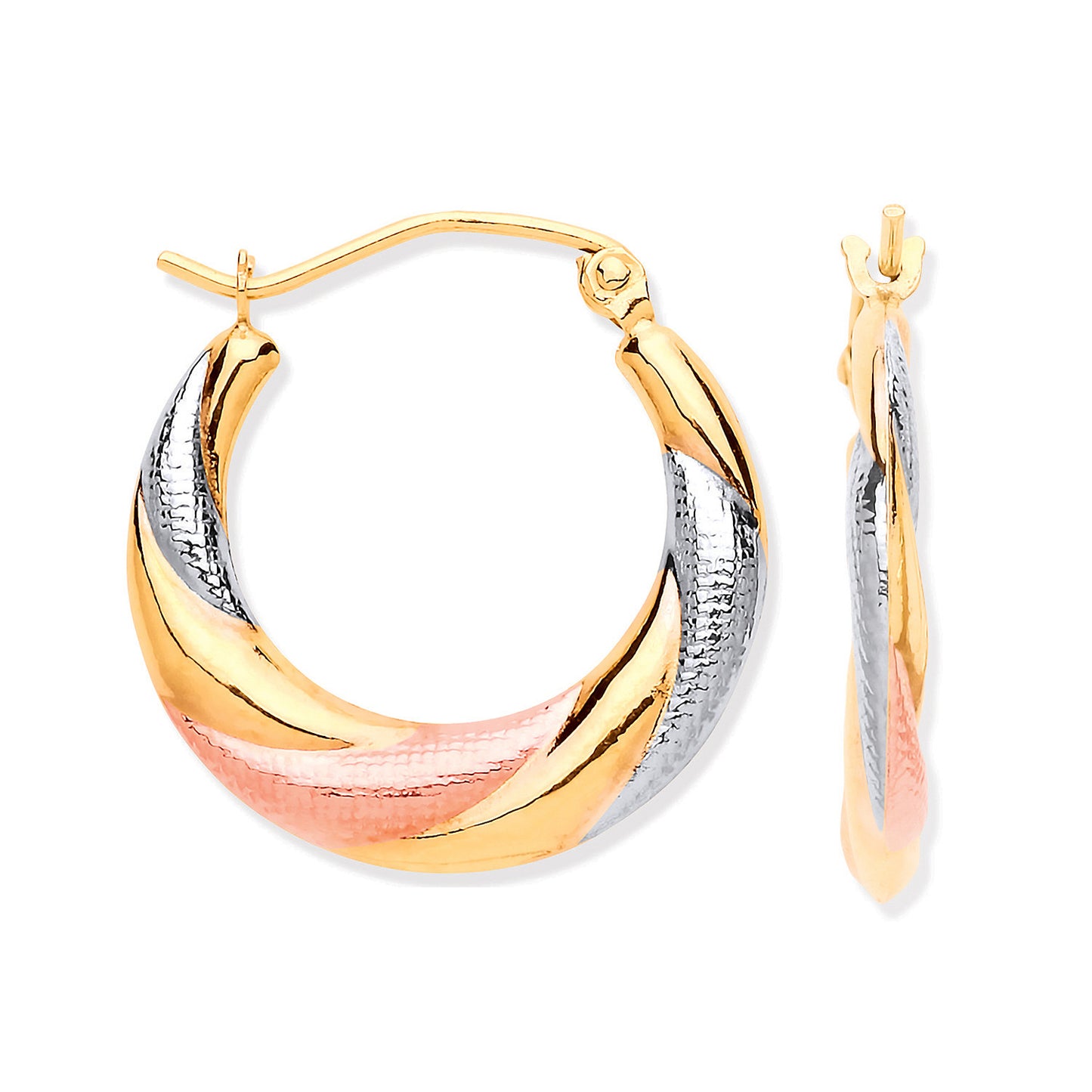 Y, W & R/G Twist Hoop Earrings