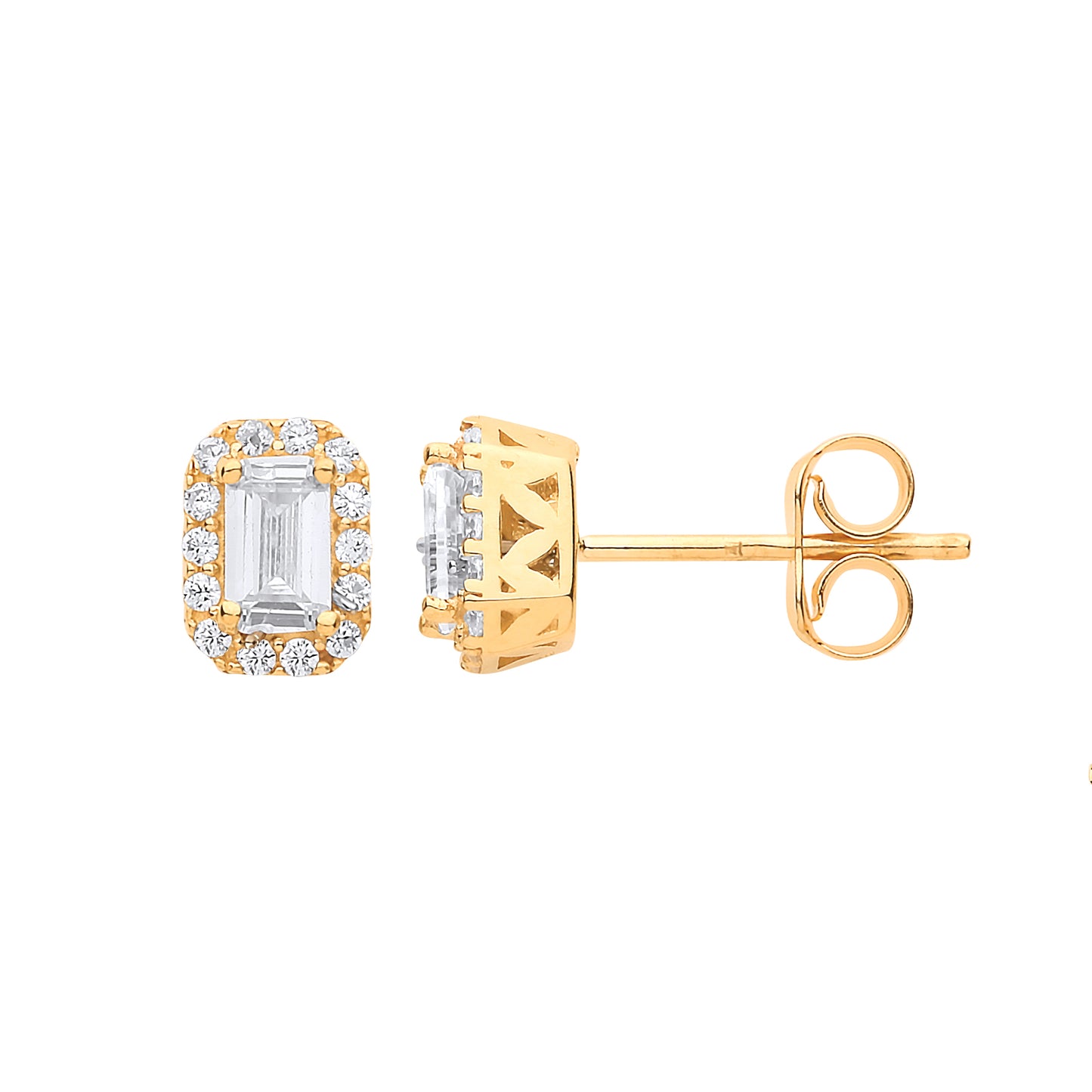 Y/G Baguette Halo Stud Earrings