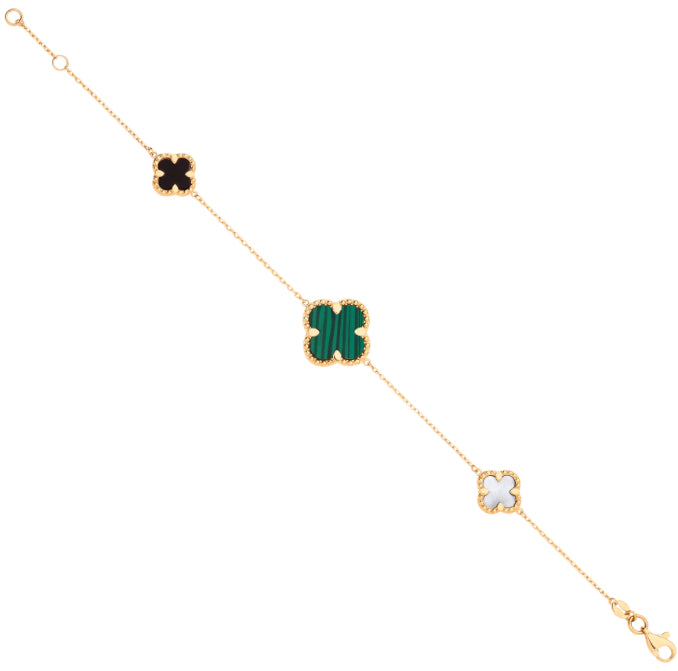 Y/G Four Leaf Clovers Ladies Bracelet