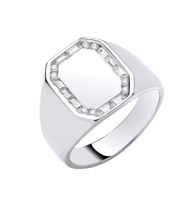 Silver cz Signet Ring