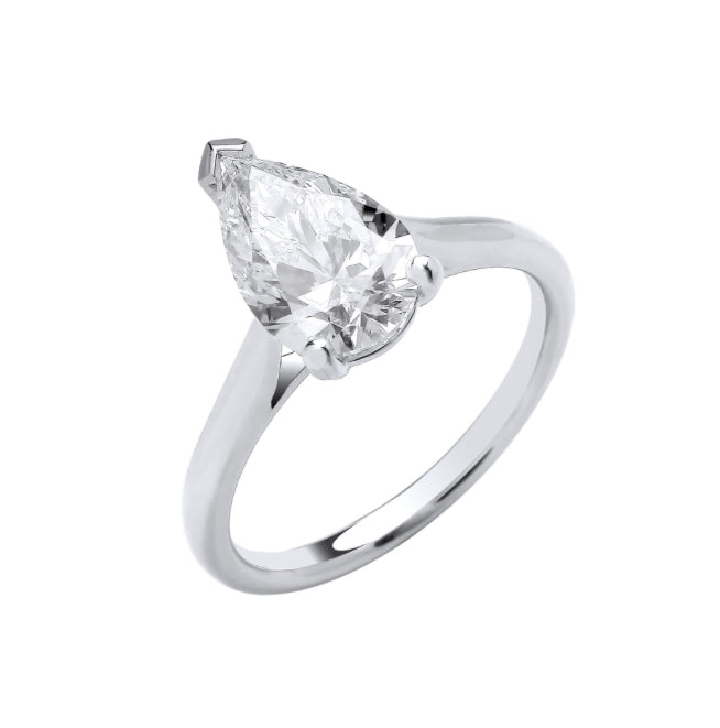 18ct White Gold 2.00ctw Pear Cut LAB GROWN Diamond Ring IGI Certified