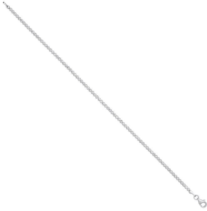W/G 2.1mm Round CZ Ladies Tennis Bracelet