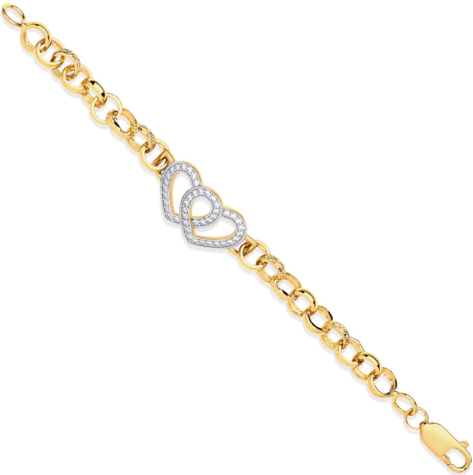 Y/G Belcher Links Cz Hearts Baby Bracelet