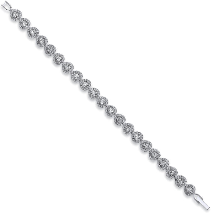Silver Cz Heart Bracelet