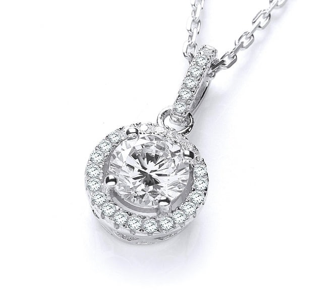 Micro Pave’ Halo Style cz Necklace