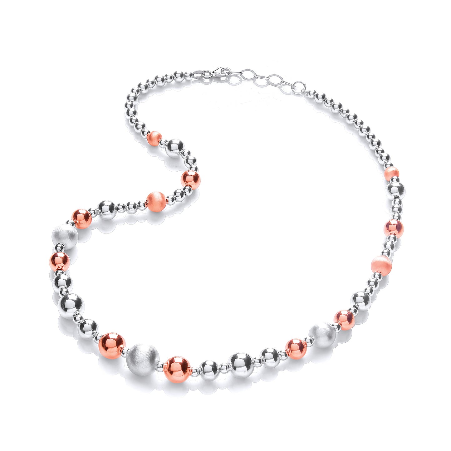 Silver & Rose Plated Graduated Beads Necklace