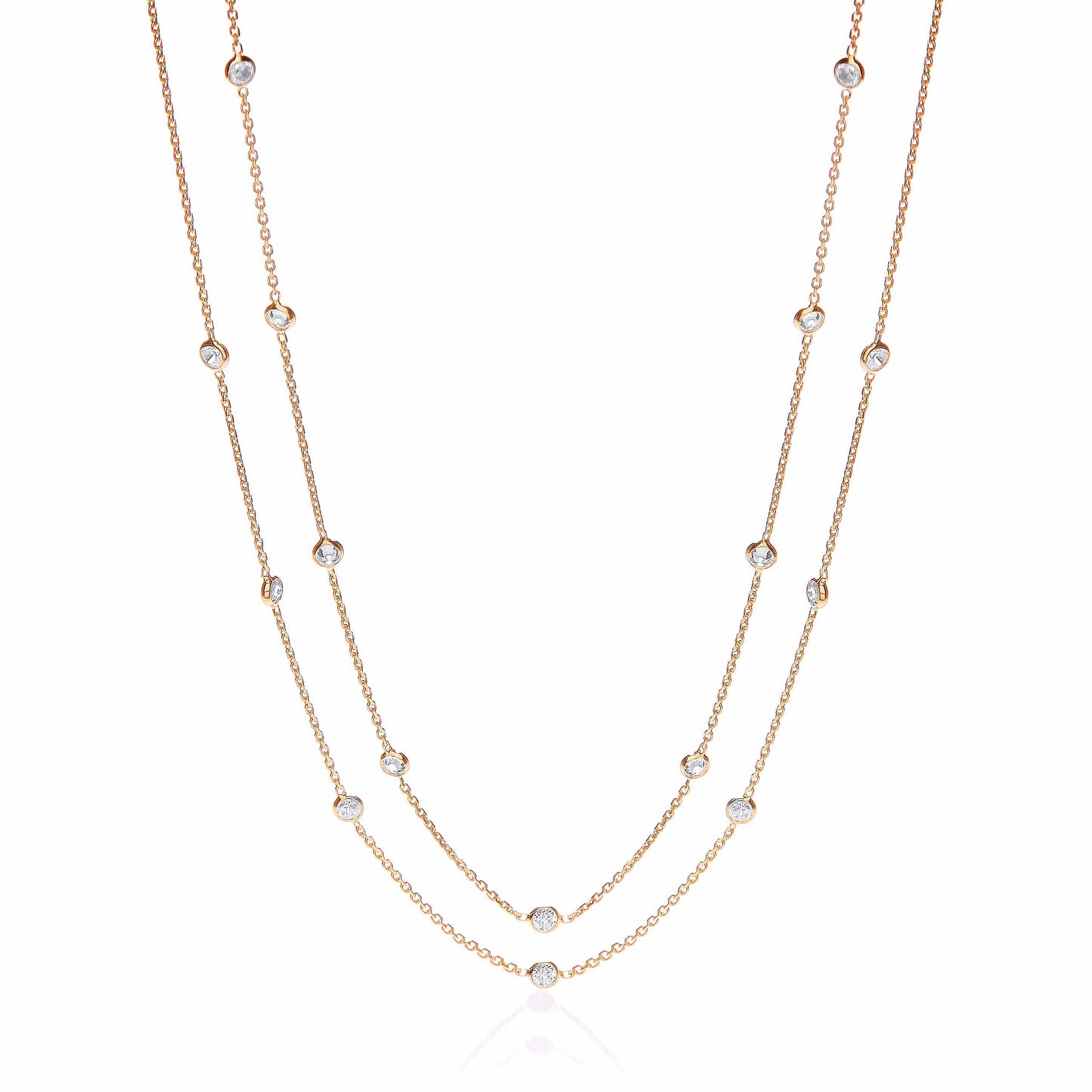 Gold Coated Rubover 23 Cz's Necklace 38"