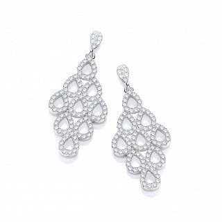 Micro Pave' White CZ Drop Earrings