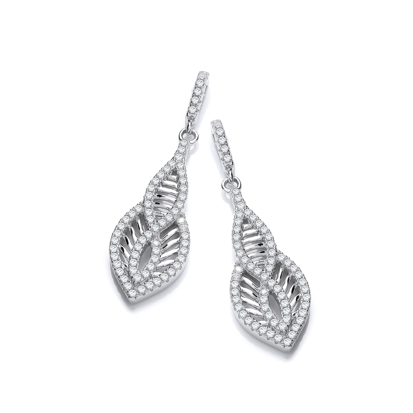 Micro Pave' Cz Encrusted Teardrop Shaped Earrings