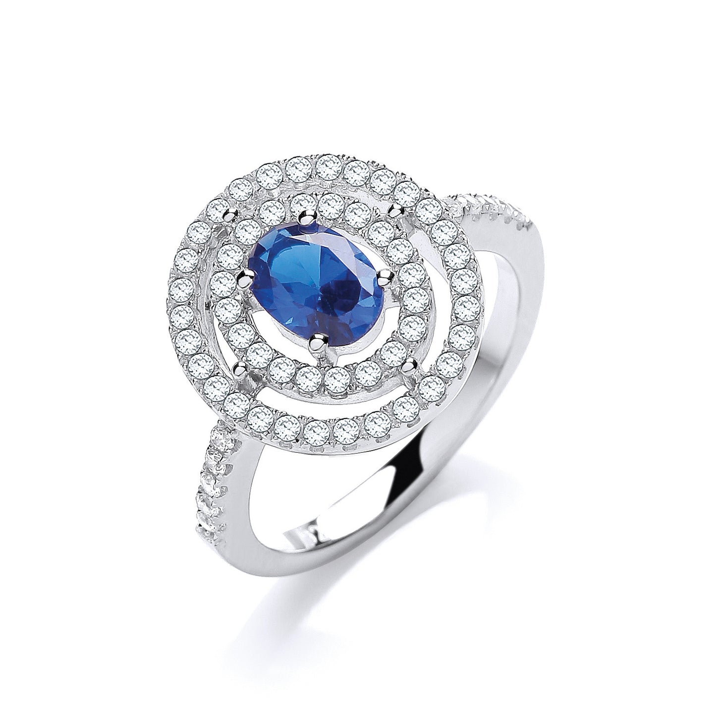 Micro Pave' Sapphire Blue & Clear CZs Ring