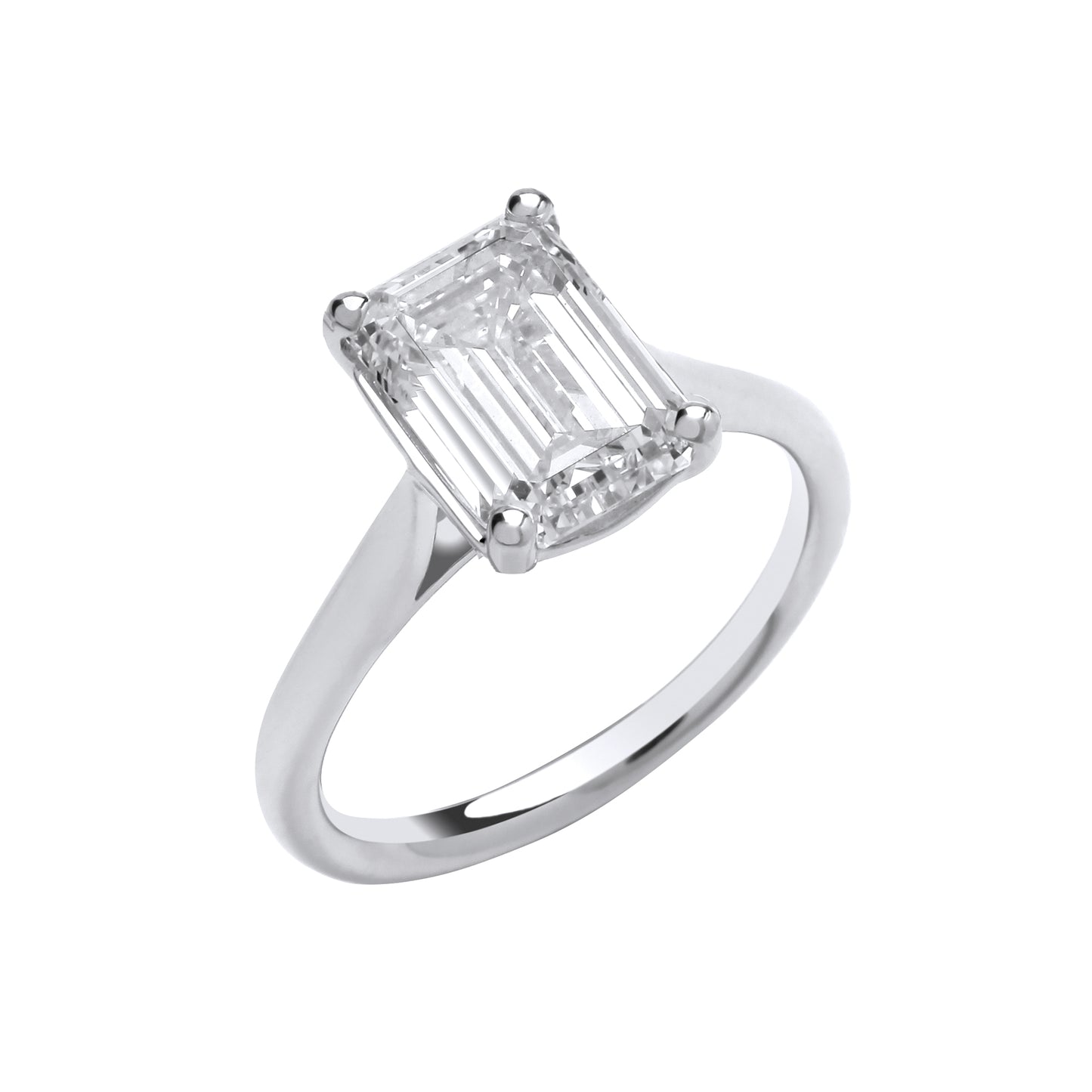 18ct White Gold 3.00ctw Emerald Cut LAB GROWN Diamond Ring IGI Certified