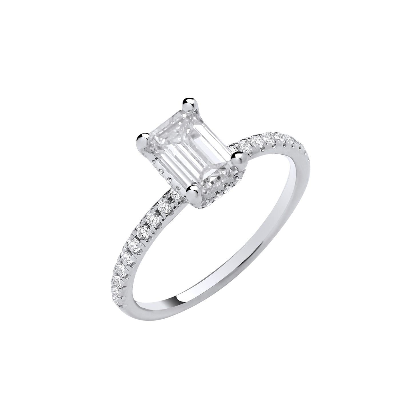 18ct White Gold 1.23ctw Emerald Cut LAB GROWN Hidden Diamond Ring IGI Certified