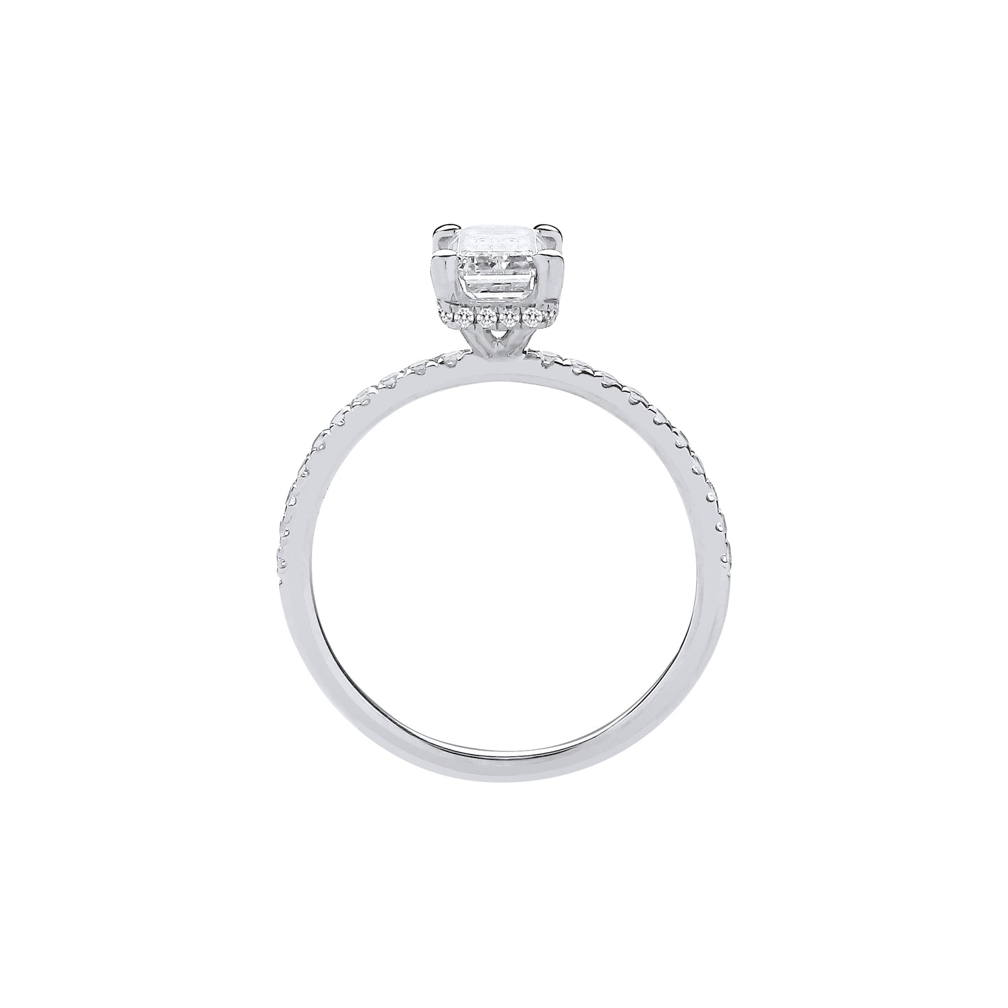 18ct White Gold 1.23ctw Emerald Cut LAB GROWN Hidden Diamond Ring IGI Certified