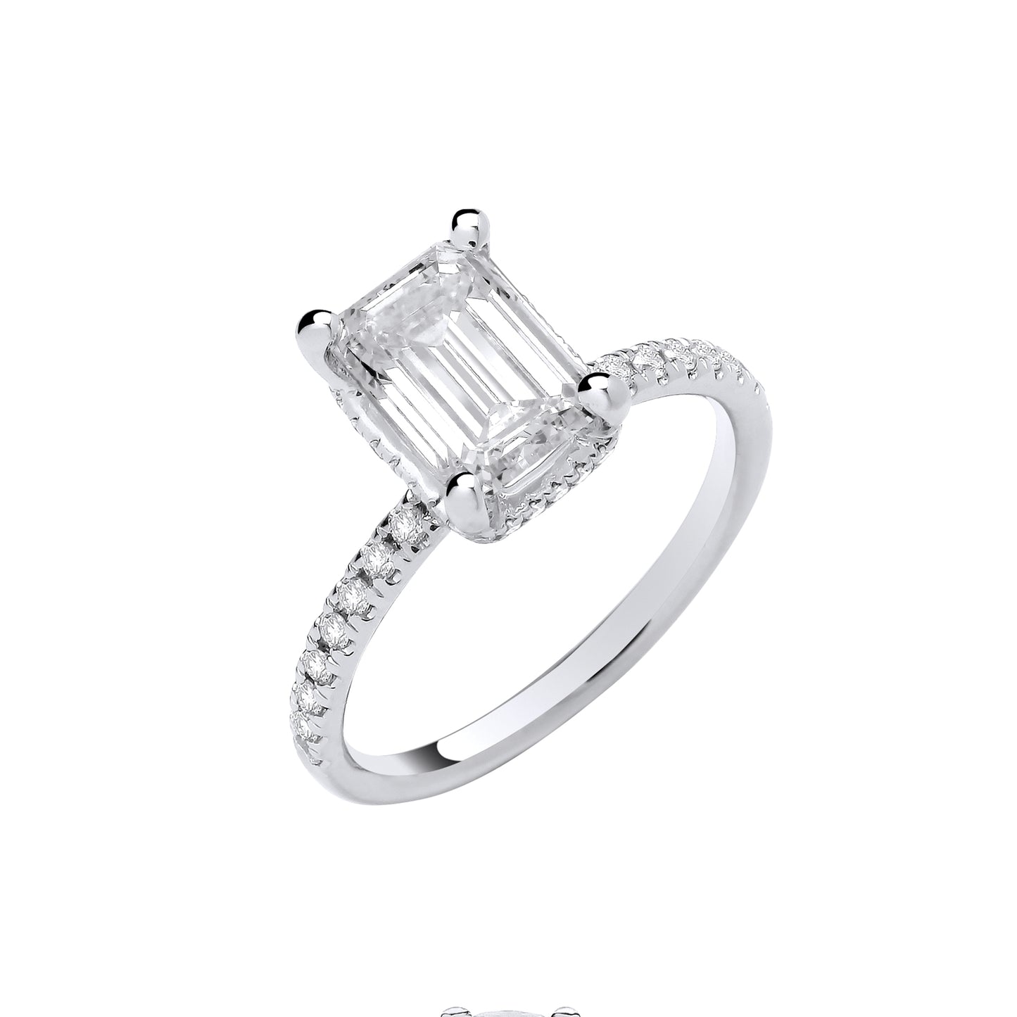18ct White Gold 2.25ctw Emerald Cut LAB GROWN Halo Diamond Ring IGI Certified
