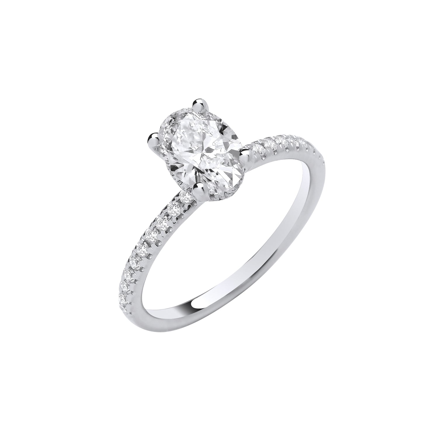 18ct White Gold 1.21ctw Oval LAB GROWN Hidden Halo Diamond Ring IGI Certified
