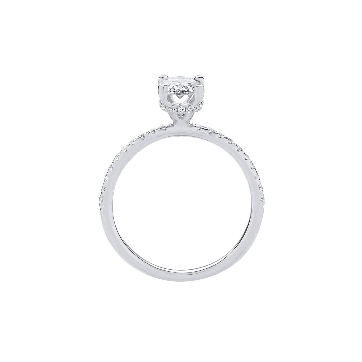 18ct White Gold 1.21ctw Oval LAB GROWN Hidden Halo Diamond Ring IGI Certified