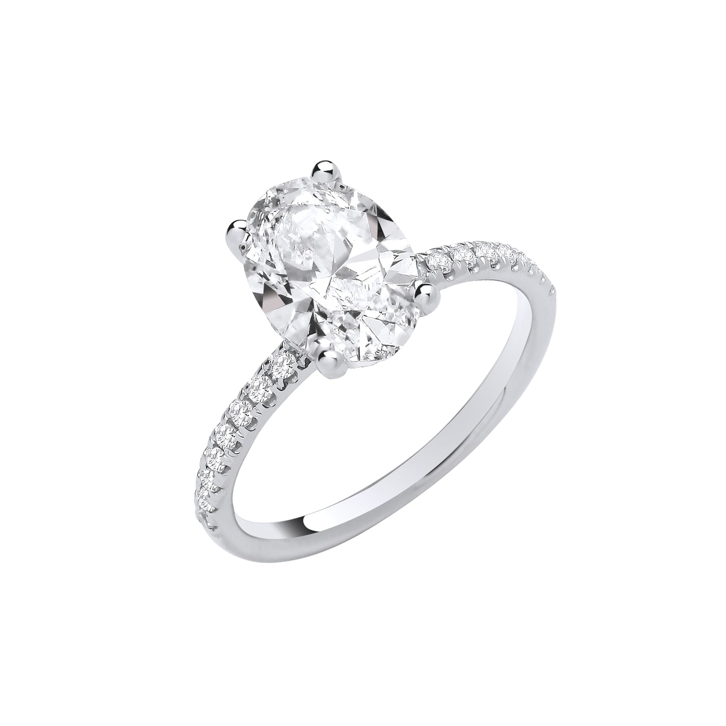 18ct White Gold 2.24ctw Oval LAB GROWN Hidden Halo Diamond Ring IGI Certified