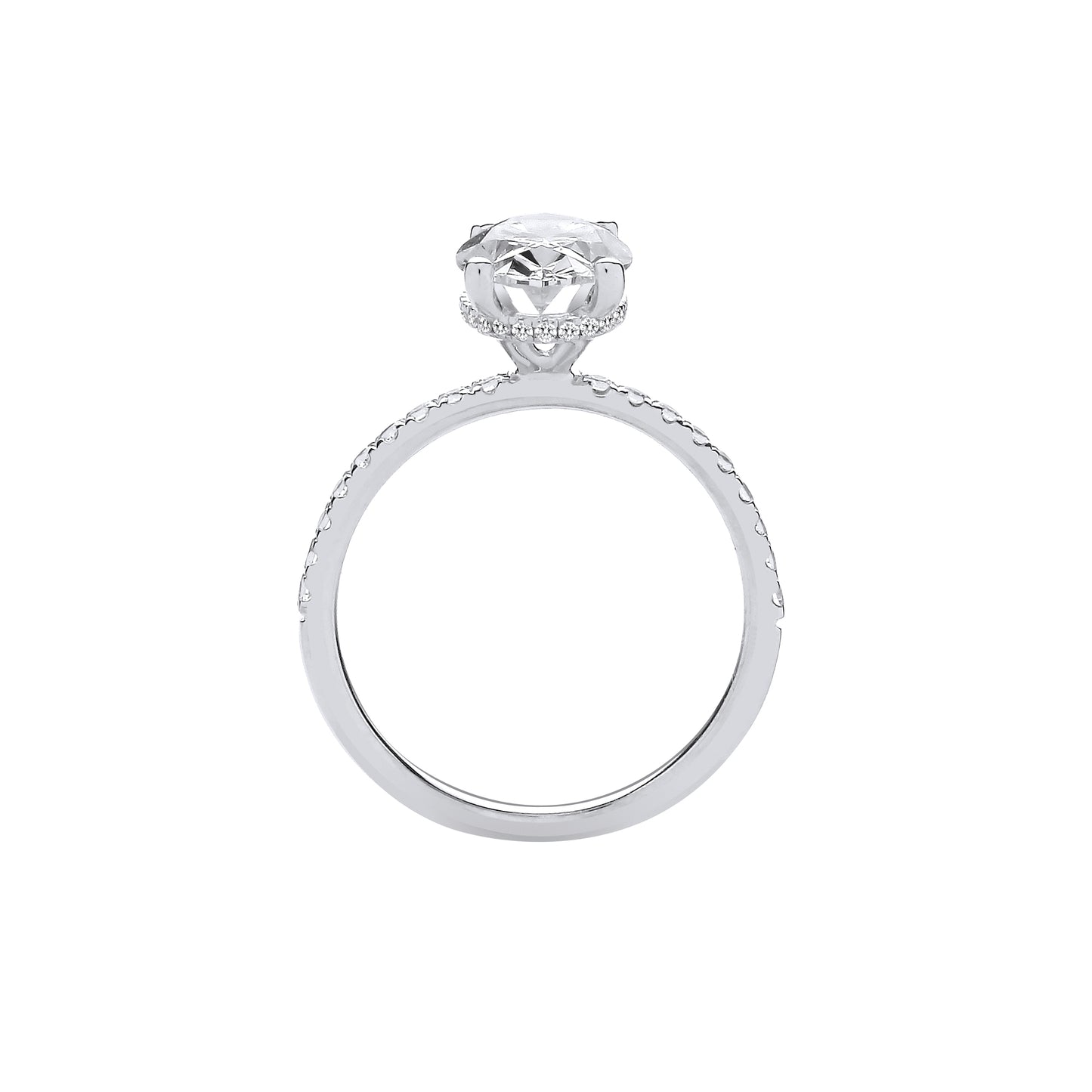 18ct White Gold 2.24ctw Oval LAB GROWN Hidden Halo Diamond Ring IGI Certified