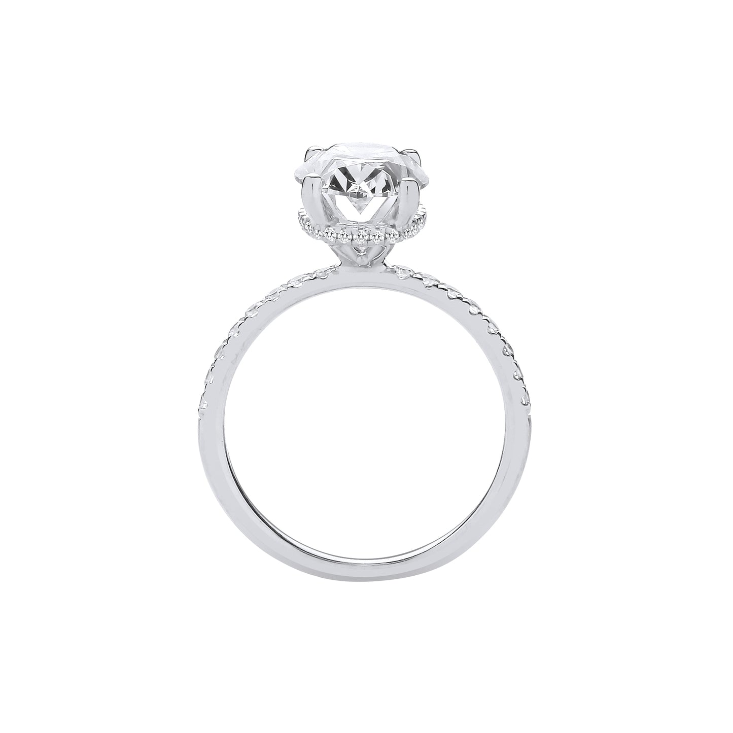 18ct White Gold 3.28ctw Oval LAB GROWN Hidden Halo Diamond Ring IGI Certified