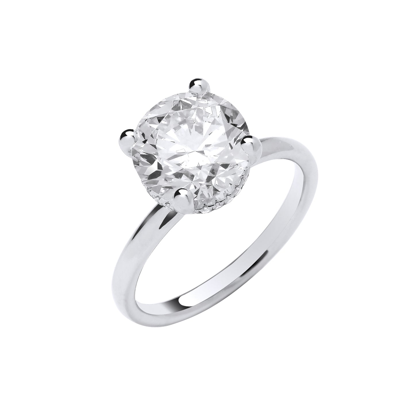 18ct White Gold 3.08ctw Solitaire LAB GROWN Halo Diamond Ring IGI Certified