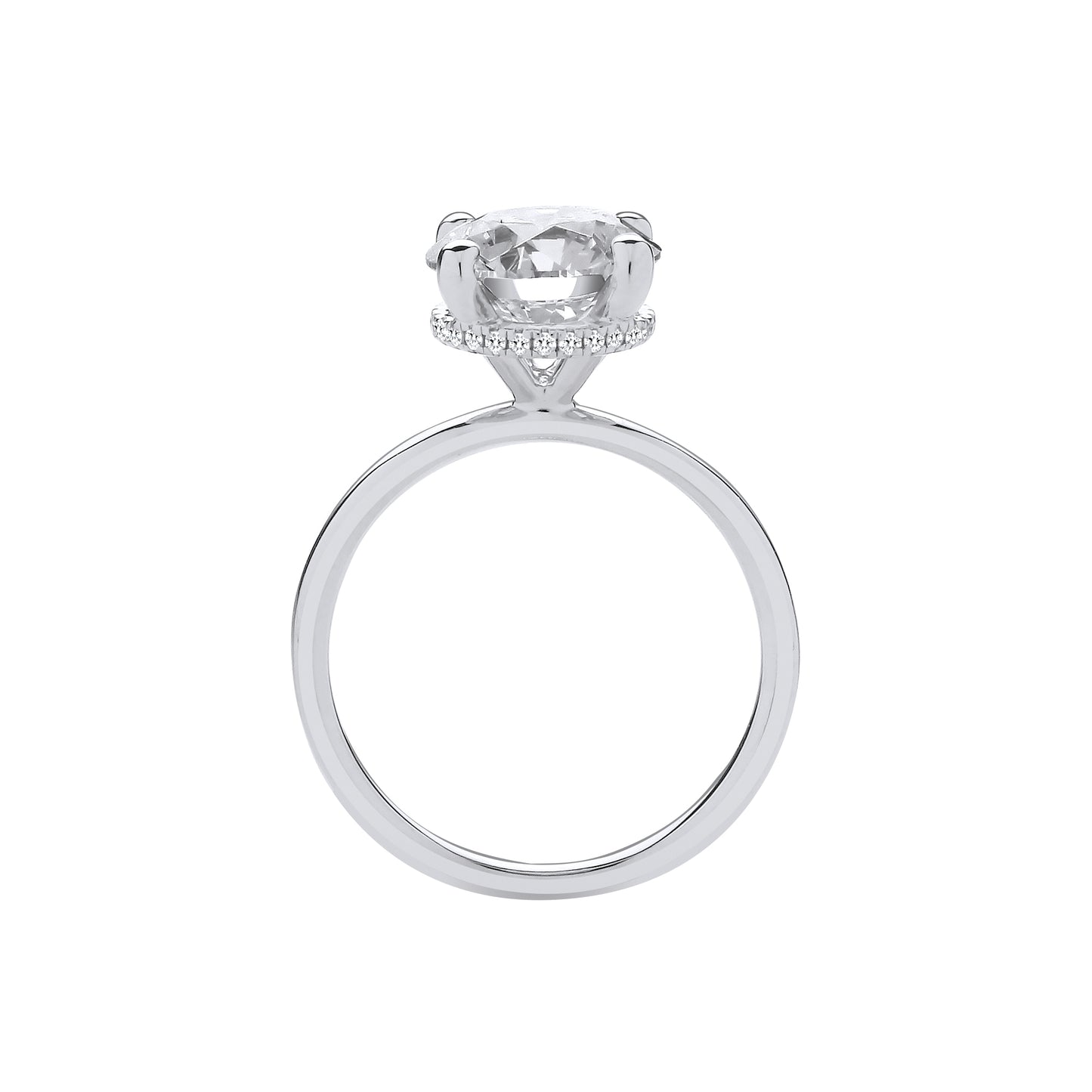 18ct White Gold 3.08ctw Solitaire LAB GROWN Halo Diamond Ring IGI Certified