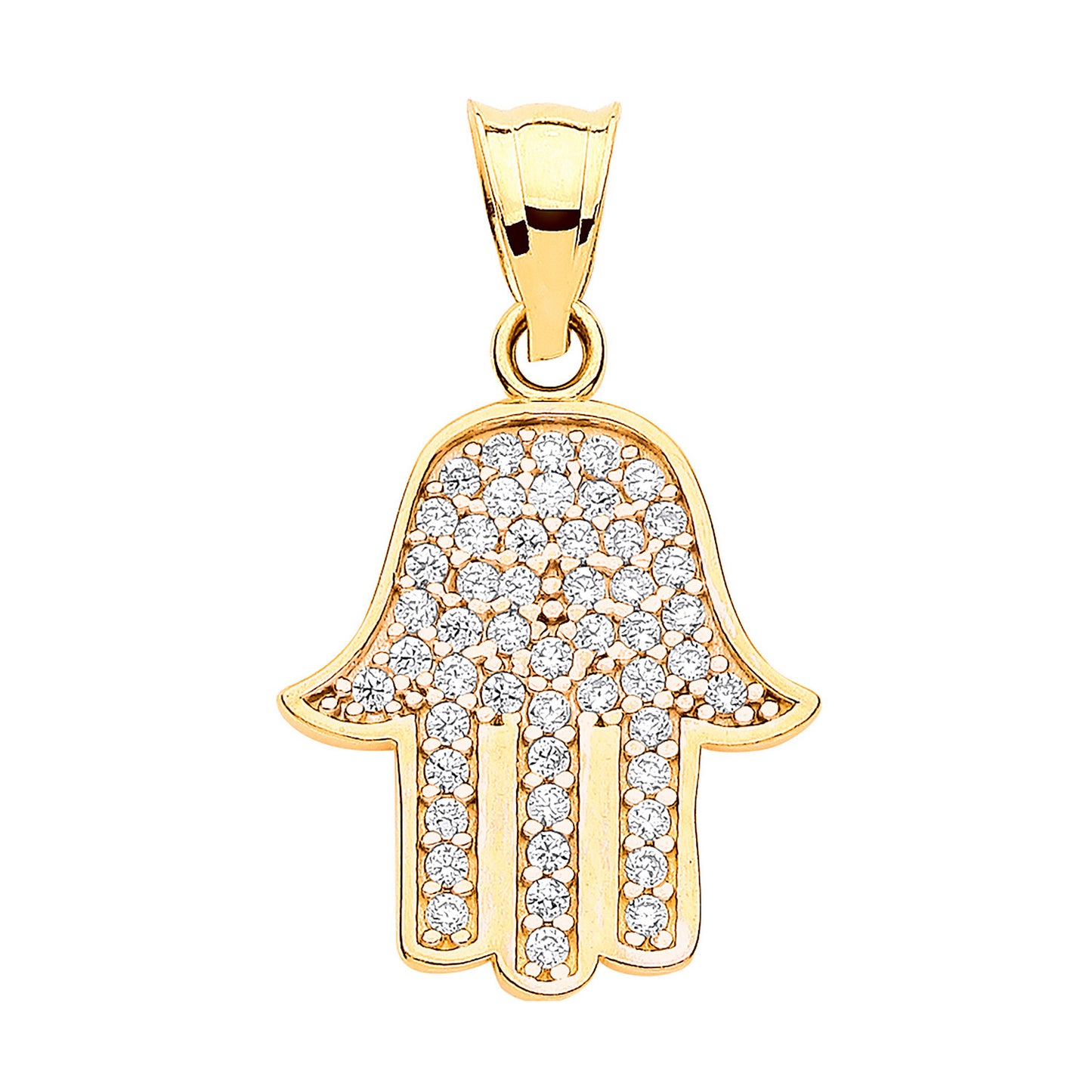 Y/G Cz Hamsa Pendant