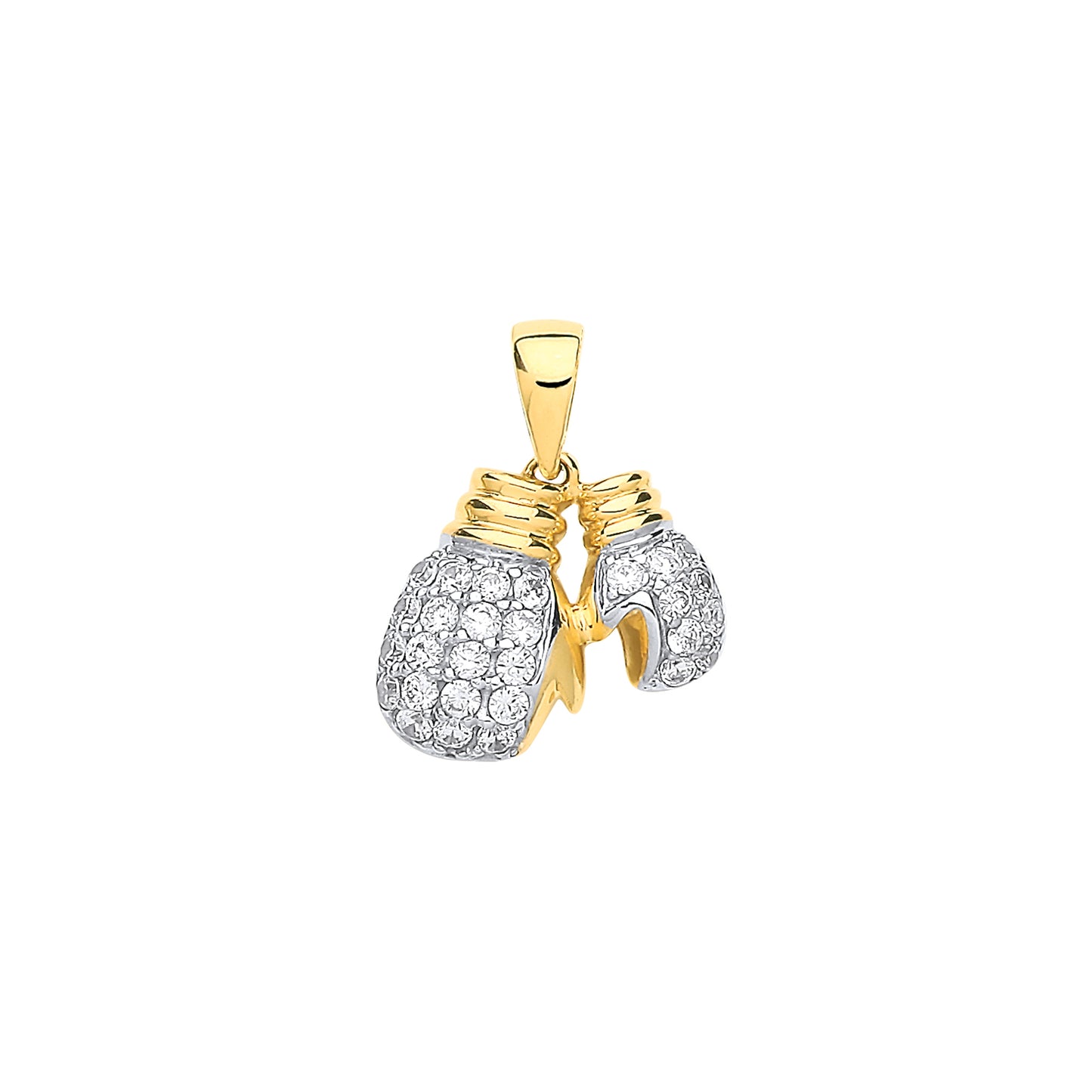 Y/G Joined Double Boxing Gloves Cz Pendant
