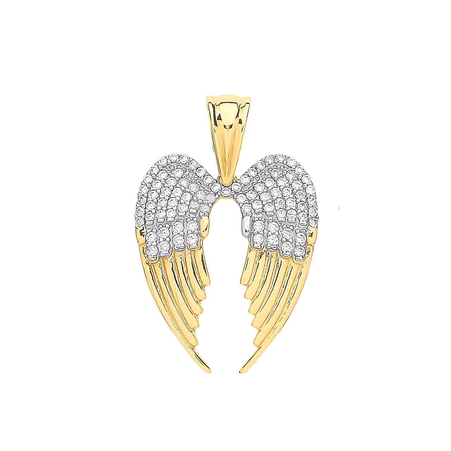 Y/G Cz Large Angel Wings Pendant