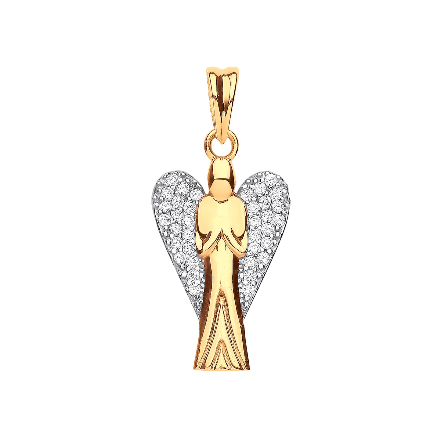 Y/G Large Cz Angel Pendant