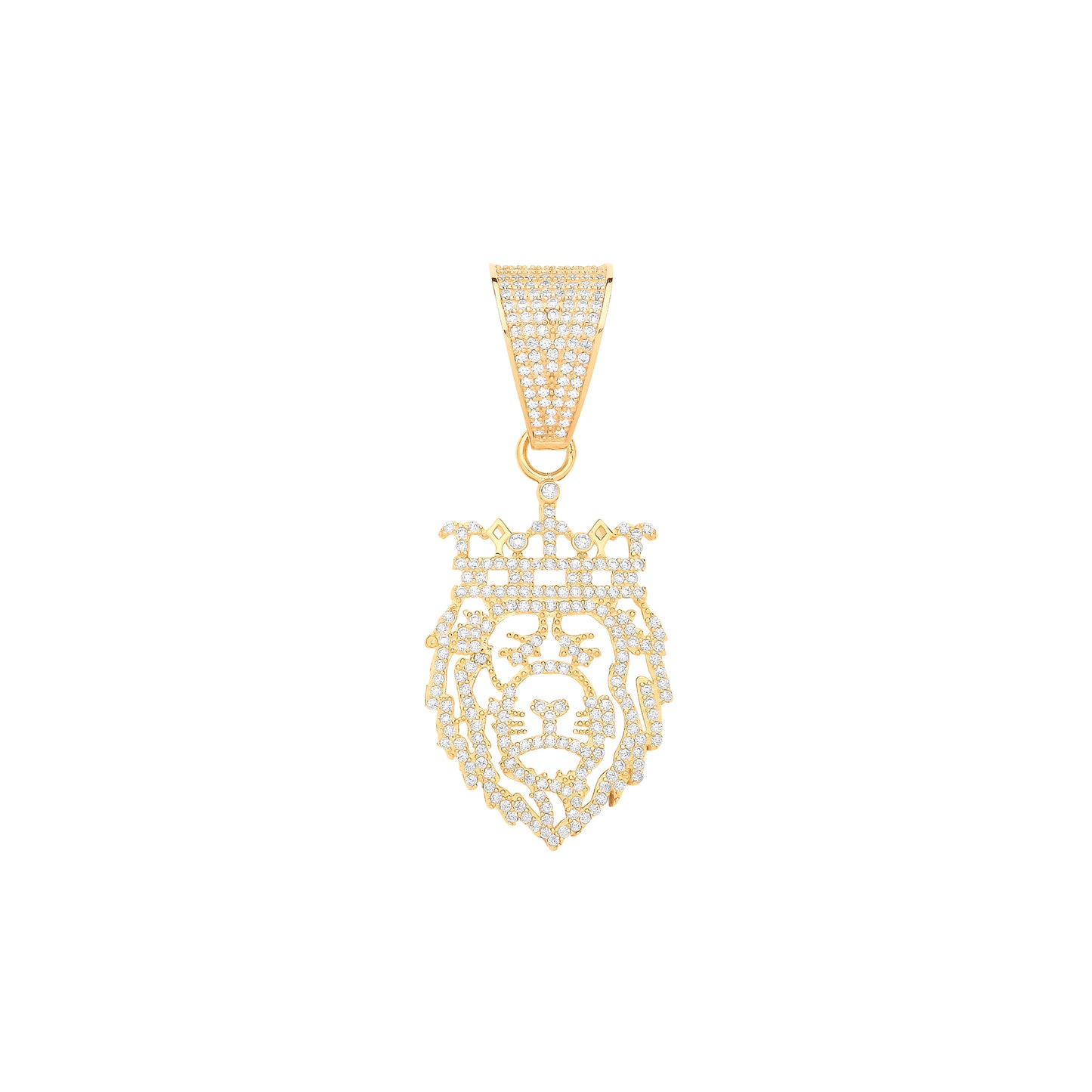 Y/G Lion Face King/Crown CZ Cut Out Pendant