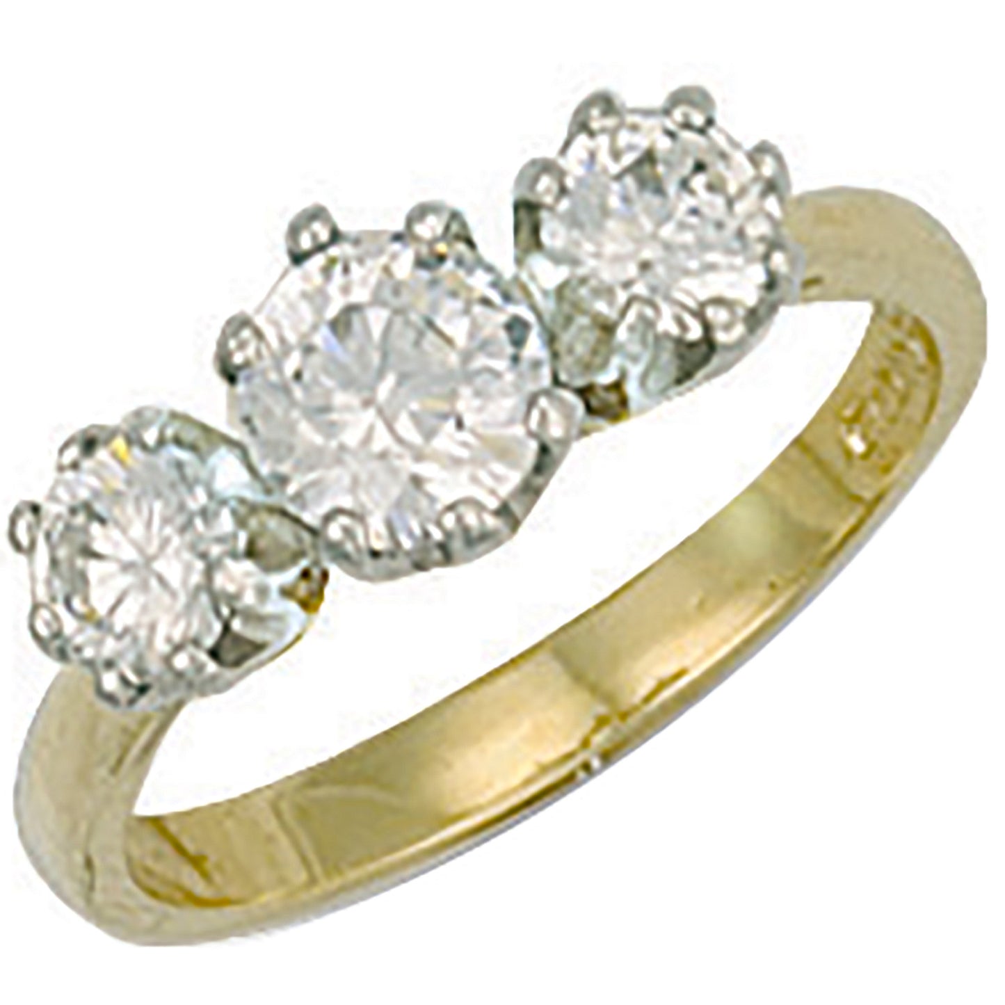 Y/G Cz 3 Stone Cz Ring