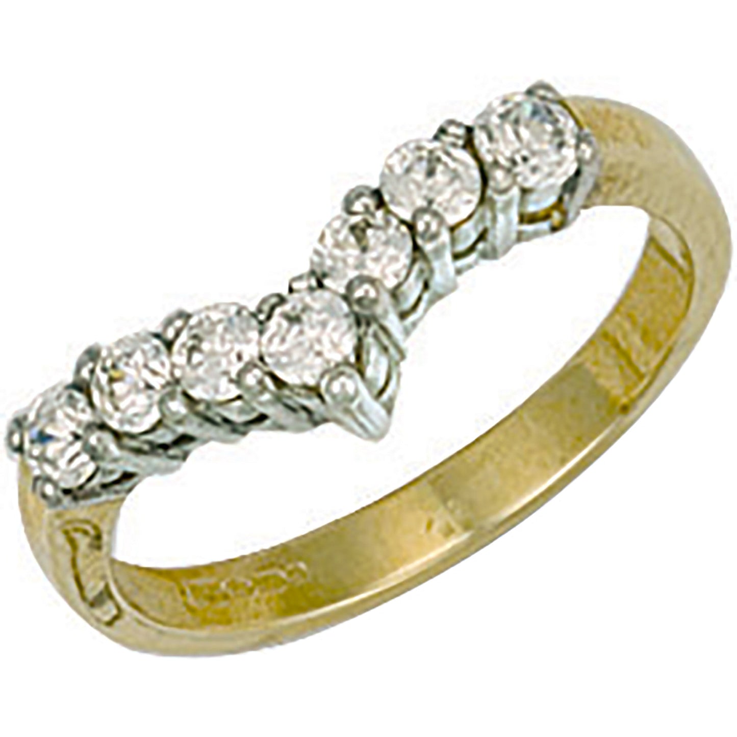 Y/G Cz Wishbone Ring