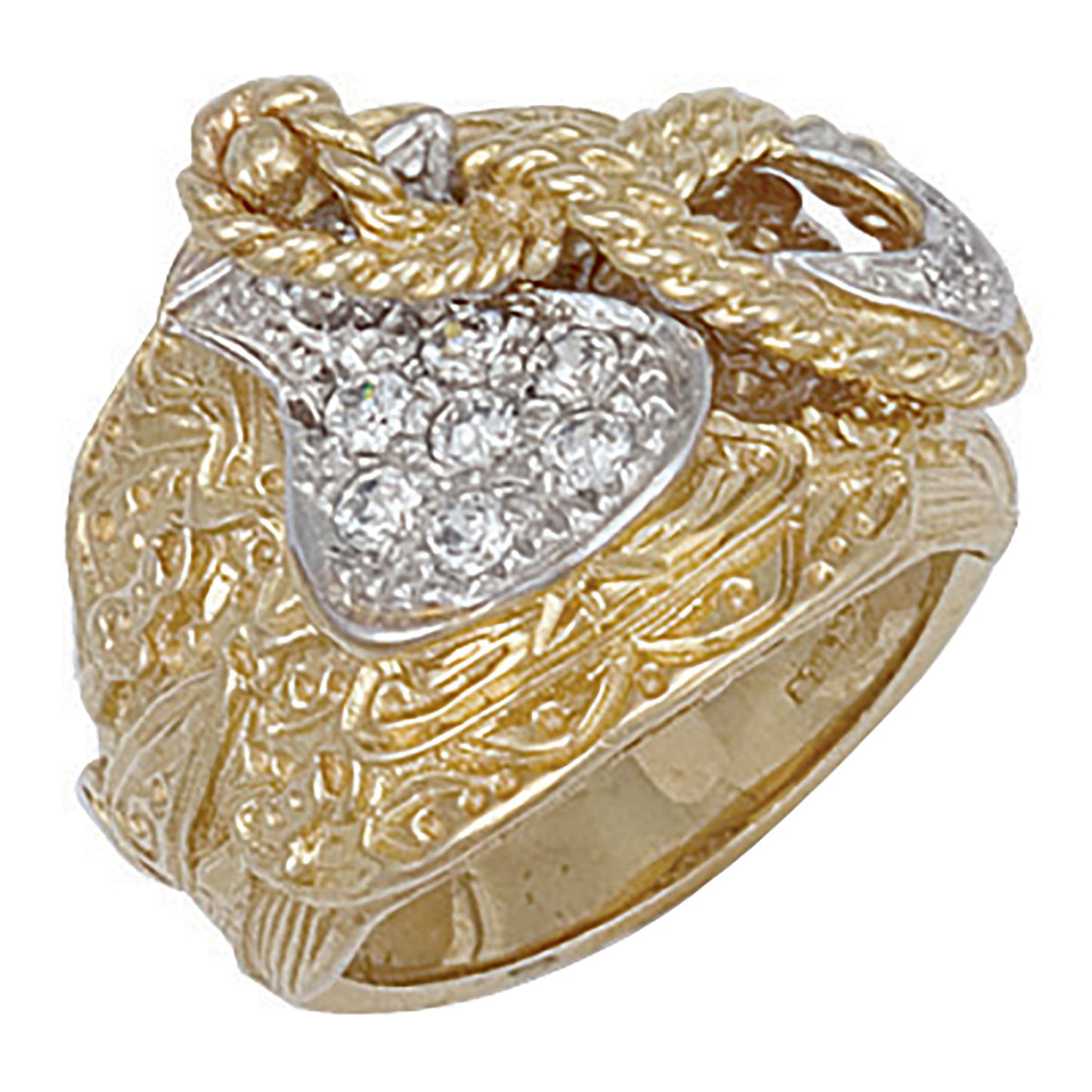Y/G Cz Saddle Ring