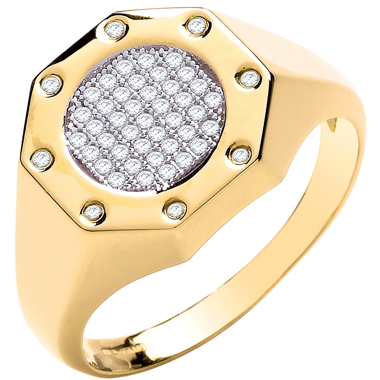 Y/G Octagon Top Fashion Cz Gents Ring