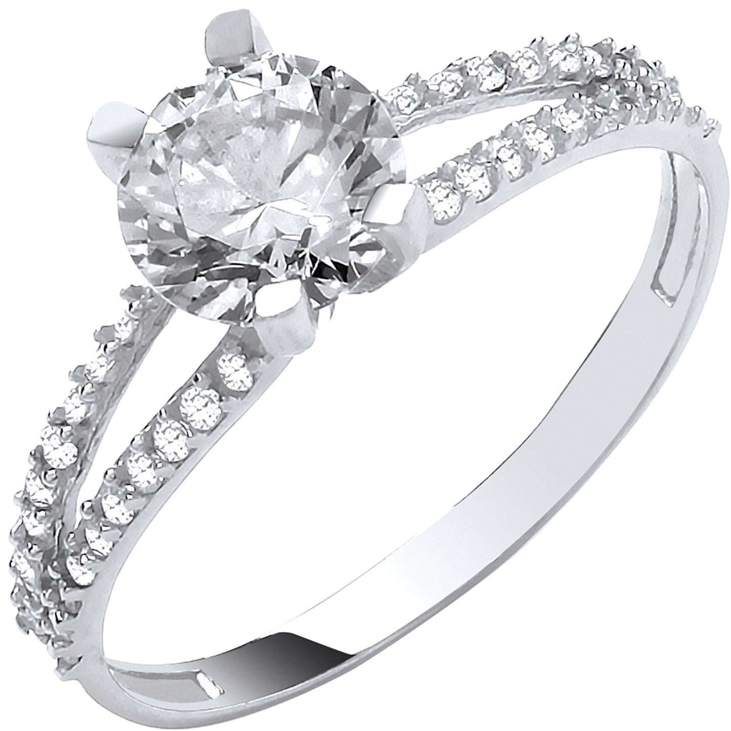 W/G Split Shank Cz Engagement Ring
