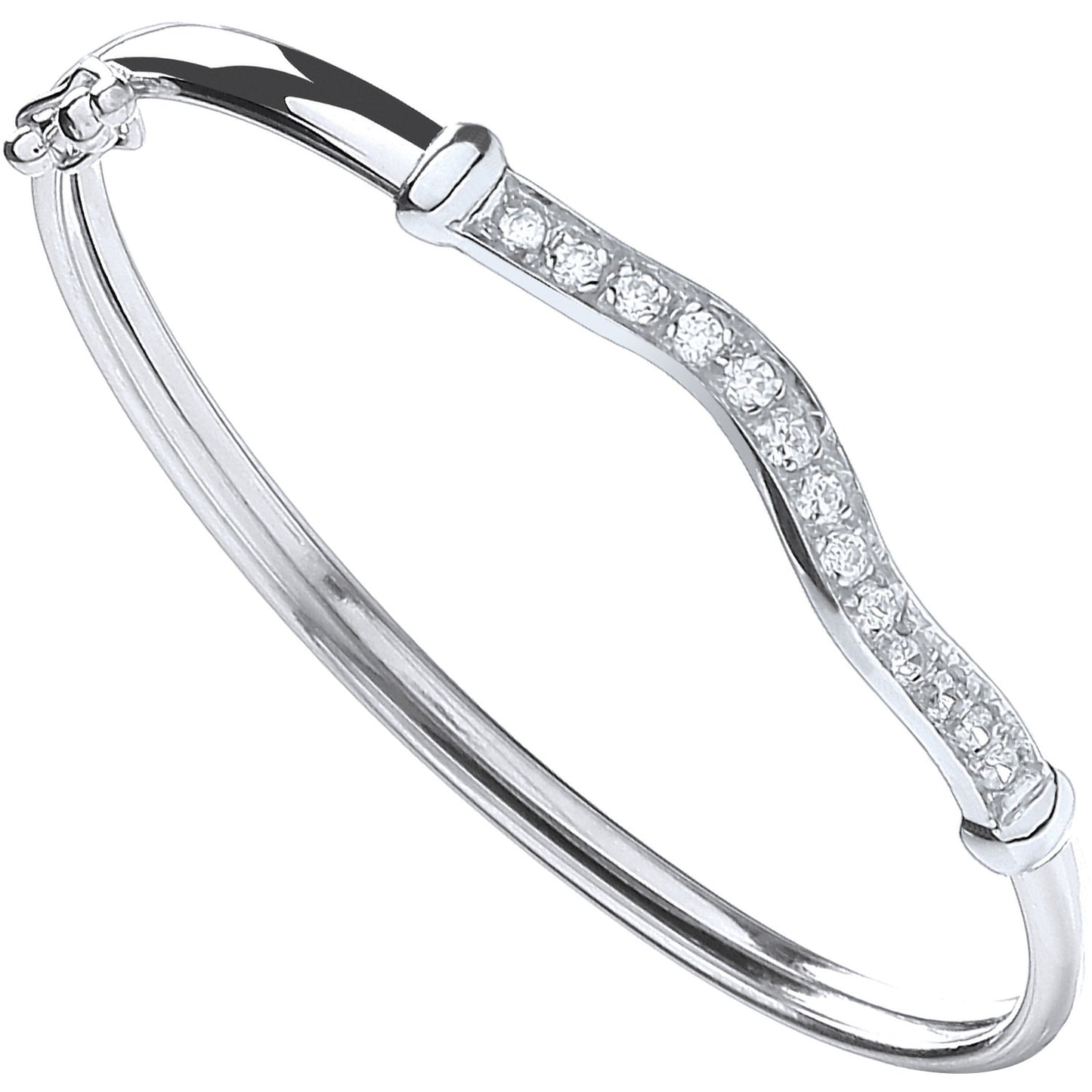 Silver Wavy Top Baby Cz Bangle
