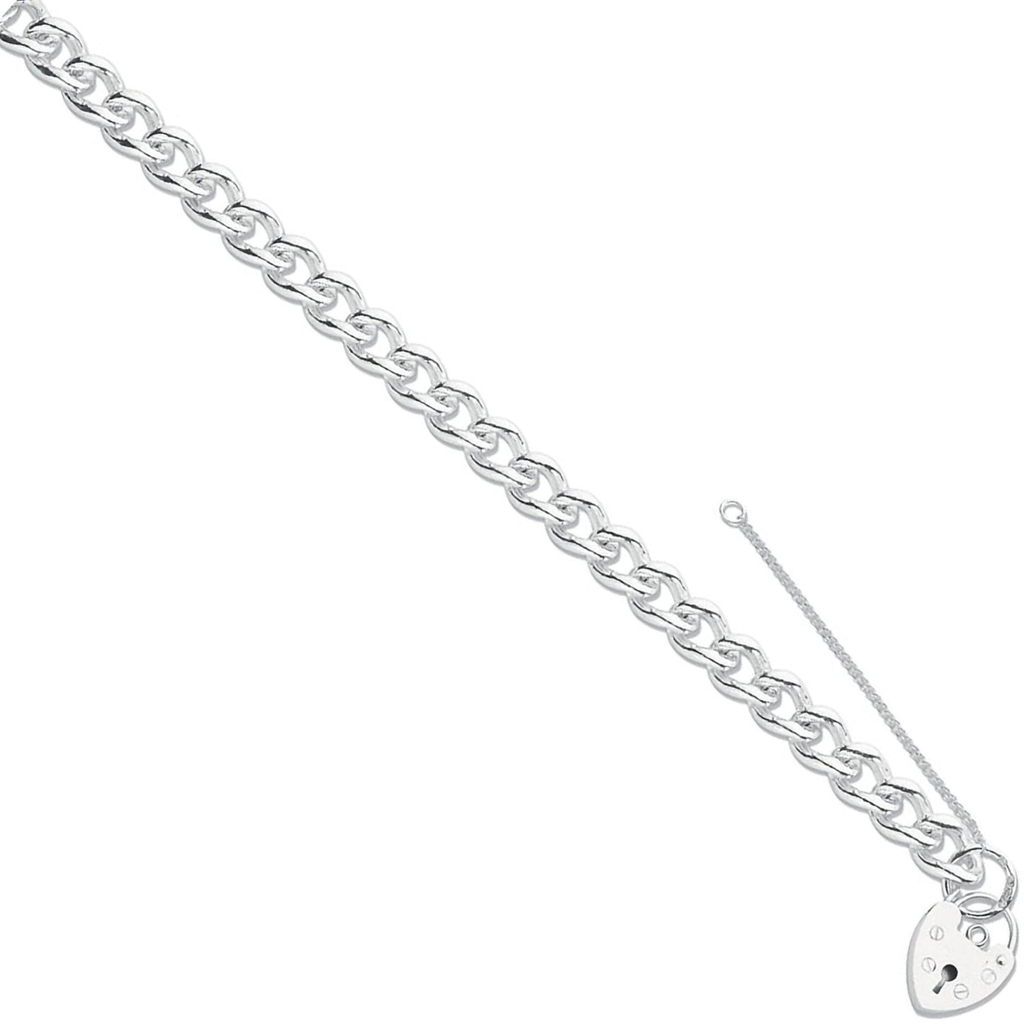 Silver Open Curb & Padlock Charm Bracelet