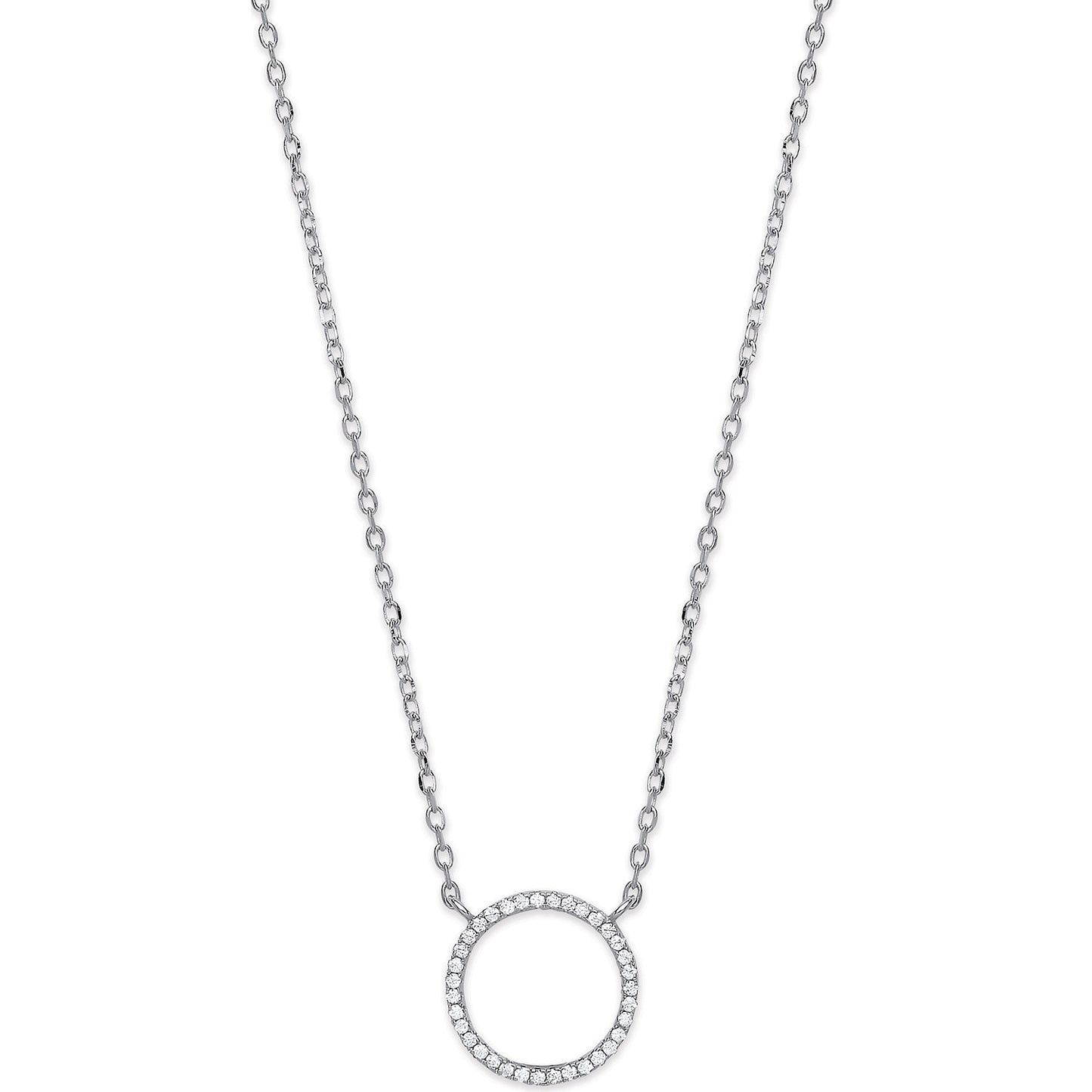 Silver Cz Circle of Life Pendant 16" Necklace with extention